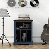 RowyPoey Record Player Stand with Vinyl Record Storage, Large Wood Turntable Stand Cabinet Dispaly Shelf for Living Room,Bedroom,Office,Blue RowyPoey