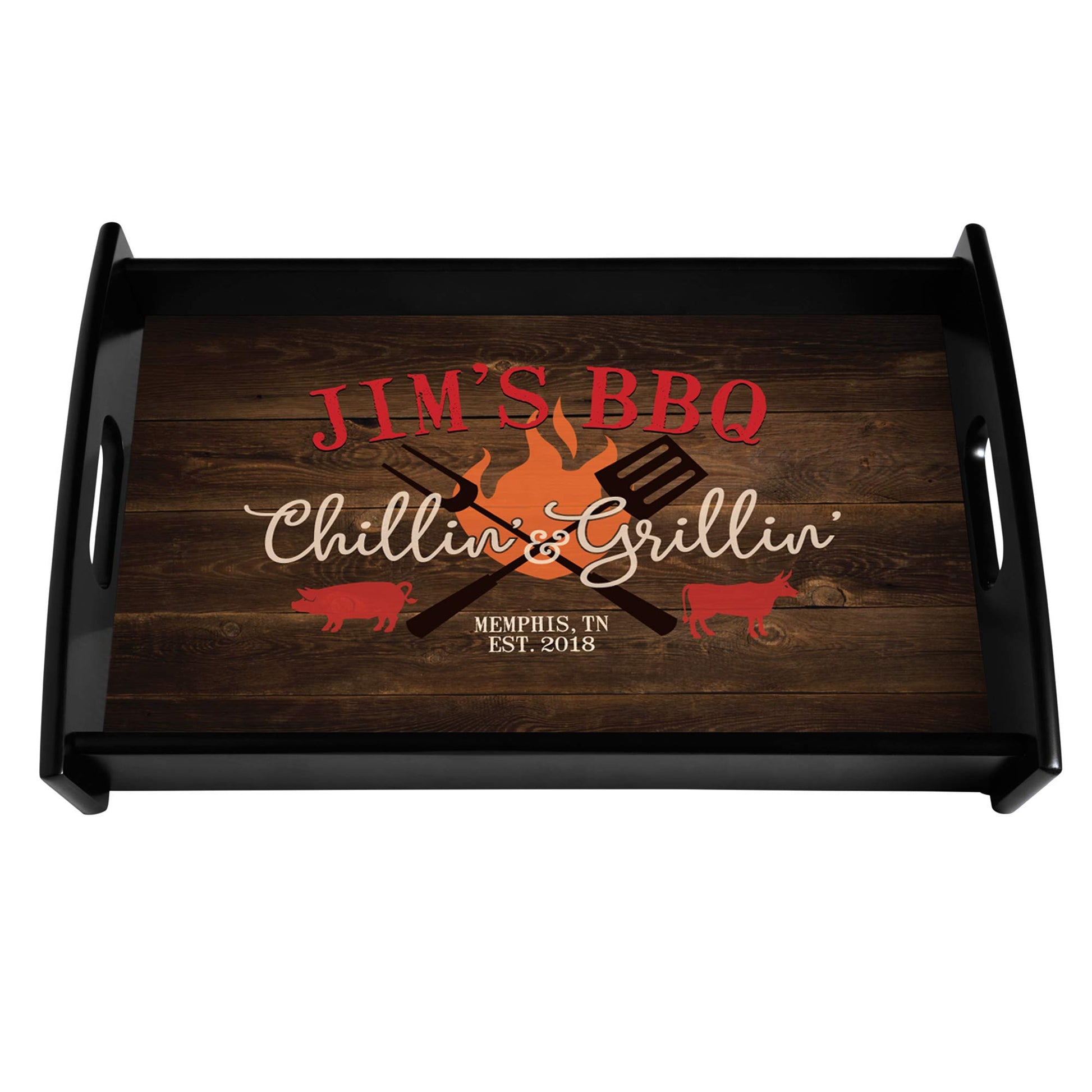 Let’s Make Memories Personalized Serving Tray - Chillin’ & Grillin’ - for Backyard Chefs - Unique Entertaining Essential - Customize Title, Message - WoodArtSupply