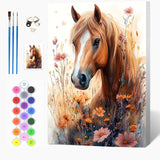 Auremi Horses Paint by Numbers Kits for Adults Beginners,Easy Animal Paint by Numbers on Canvas Framed DIY Painting by Numbers for Gift Home Wall Decor 8x12 Inch Auremi