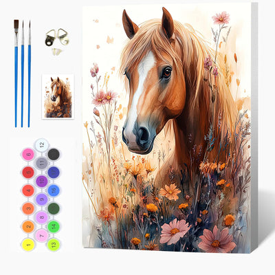 Auremi Horses Paint by Numbers Kits for Adults Beginners,Easy Animal Paint by Numbers on Canvas Framed DIY Painting by Numbers for Gift Home Wall Decor 8x12 Inch