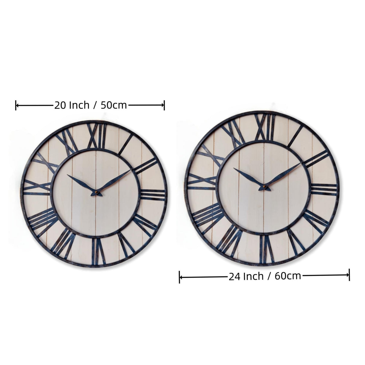 Evursua 20 Inch Large Metal&Wood Wall Clocks Modern Rustic Blend Farmhouse Clocks Distressed Real Wood Handmade Clock for Living Room Decor Home Wall Hanging Accessories Oversized Evursua