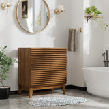 ROOMTEC 30" Bathroom Vanity, Mid-Century Freestanding Bathroom Cabinet Vanity with Storage, Particleboard Frame with Wood Grain Laminate, Walnut (Sink Basin Not Included) ROOMTEC