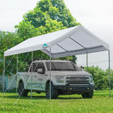 ADVANCE OUTDOOR 10x20 ft Heavy Duty Carport, Adjustable Height Garage Car Canopy Party Tent Boat Shelter, White ADVANCE OUTDOOR