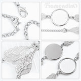 Framendino, 4 Set Sublimation Angel Wing Bracelets Blanks Heat Transfer Bracelet Adjustable Round Photo Bezel Tray Personalized Round Picture Bracelet Craft Setting for Women Framendino