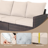 AstrPthylx 3-Seater Deep Seat Outdoor Sofa - High Back Patio Couch with Water-Resistant Cushions, All-Weather PE Rattan for Patio, Garden (Modern Design) (Beige) AstrPthylx