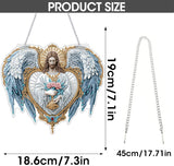 SKRYUIE Hanging Diamond Art Kits for Adults Christ, DIY Window Pendant Diamond Painting Kit Sun Catcher, Special Shaped Crystal Acrylic Double Sided, Porch Outdoor Garden Ornaments 6.9 x 7.88 Inch D3 SKRYUIE