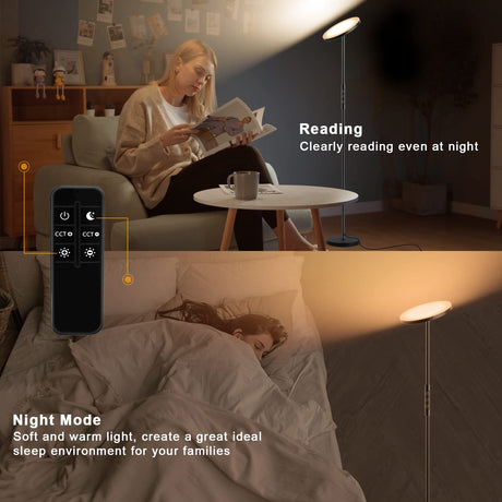 Yikuneng LED Floor lamp, Super Bright 30W LED Equivalent to 300W Modern Floor Lamp with Remote, Stepless Dimming and Color Temperature, 69”Tall Floor Lamps for Living Room Bedroom Office, Black Yikuneng