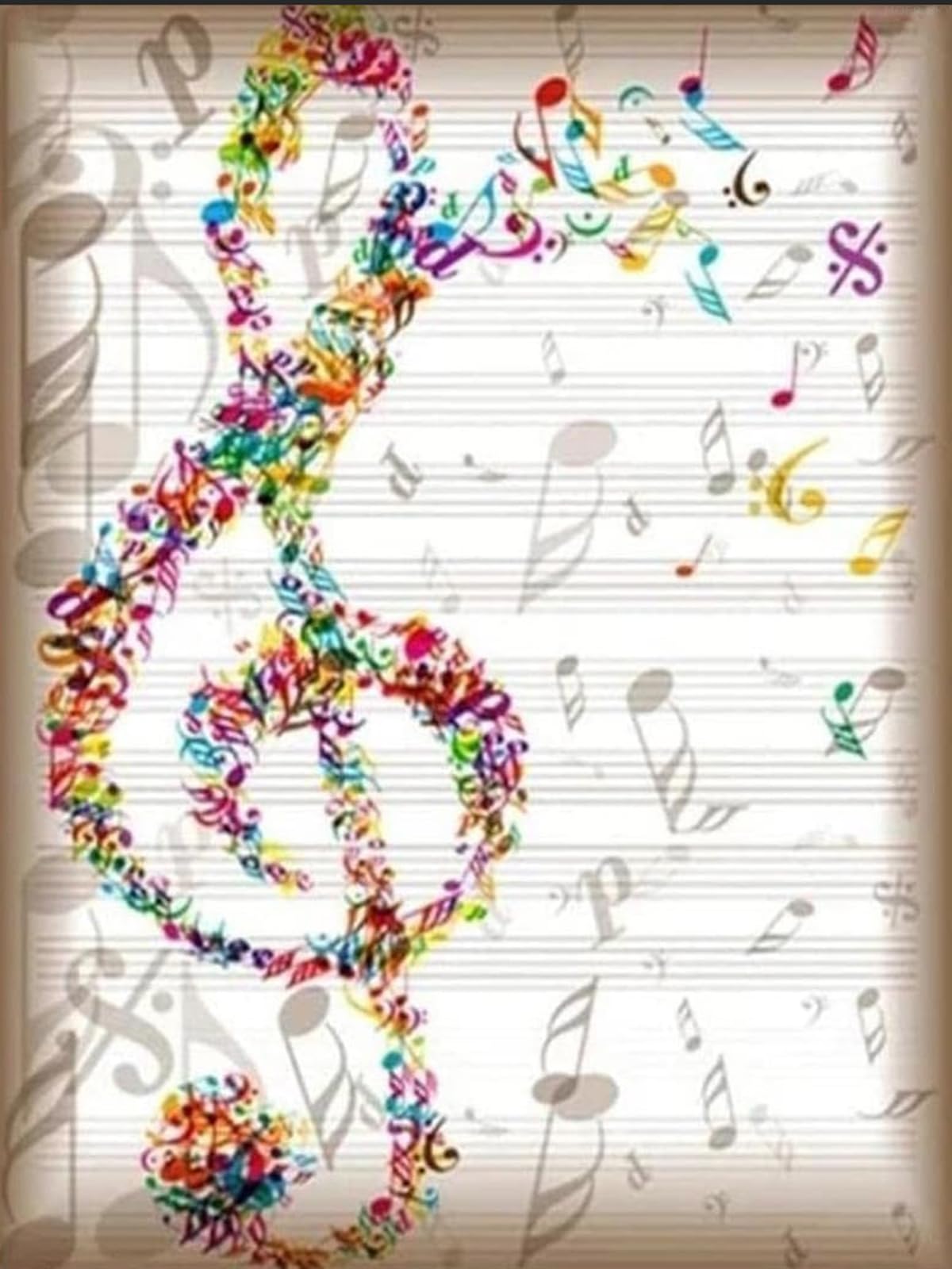 DIY 5D Diamond Painting Kits Colorful Music Notation Paint with Full Drill Round Diamond Art Embroidery Wall Decoration Festival Gift 12x16inch MOER SKY