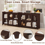 BON AUGURE 6 Cube Storage Bookcase, 43" Wide Horizontal Wooden Bookshelf, Floor Standing Low Book Shelf with Curved Edge for Living Room, Office - Brown Cherry BON AUGURE