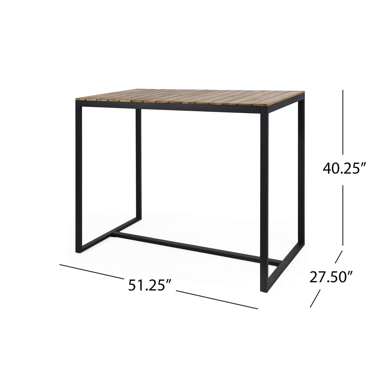 Christopher Knight Home Frieda Outdoor Modern Industrial Acacia Wood Bar Table, Teak Finish + Black Christopher Knight Home