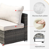 HOOOWOOO Patio Outdoor Sectional Furniture Sofa Set,7 Piece U Shaped Corner Wicker Rattan Couch Set,Rustic 6 Persons Summer Patio Conversation Set for Outside Porch Deck Garden(Beige Tan) HOOOWOOO