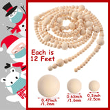 Yinder 4 Pcs 48 Feet Christmas Wooden Beaded Garland 11.8 ft Christmas Tree Garland Beads Farmhouse Rustic Wall Hanging Decor Boho Hanging Decorations for Xmas Holiday Mantel Home Party(Natural) Yinder