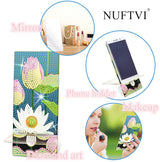 NUFTVI 2 Pack Diamond Painting Phone Holder Kits, 5D Full Crystal Diamond Art Phone Holder& Mirror Craft Kits Gift for Beginner/Adult (Lotus and Cherry Blossom) NUFTVI