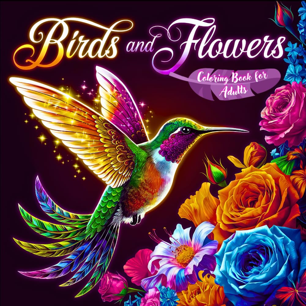 Birds and Flowers Coloring Book for Adults: Wonderful Designs for Relaxation, Mindfulness and Stress Relieving Majosta