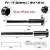 BLIKA 60 Pack 1/8" Black Stainless Steel Invisible Receiver and Swage Stud End for Cable Railing, Deck Stair Threaded End Fitting for Wood & Metal Post, Black Cable Railing Hardware BLIKA
