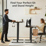 VVENACE 63 x 28 Electric Standing Desk Adjustable Height 4 Memory Preset, 4 Wheels, 2 Headphone Hook, Home Office Desk, Stand Up Sit Stand Desk Computer Table, Splice Board Rustic Brown VVENACE