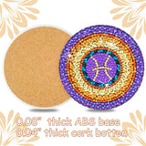 12Pcs Diamond Painting Coasters Kit with Holder Cork Base, DIY Zodiac Constellation Coasters Diamond Painting Kits for Beginners, Adults DIY Diamond Art Painting Craft Supplies Praise V Do