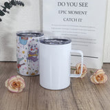 AGH 16oz Sublimation Mugs with Handle, 304 Stainless Steel Sublimation Coffee Mug with Splash-proof Lid, Vacuum Insulated Travel Beer Tea Mug Compatible with Cricut Mug Press, 4 Pack AGH