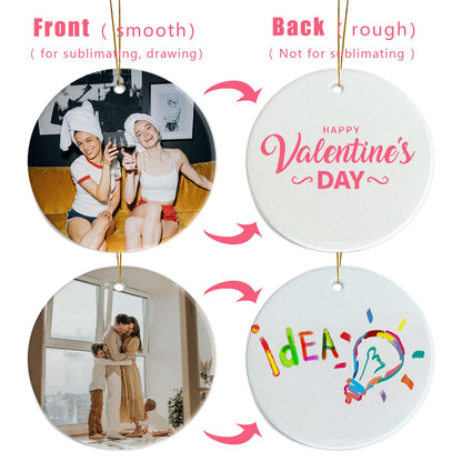 Sublimation Blanks Bulk Personalized Christmas Ornaments Set Ceramic Sublimation Ornaments White Ornaments for Christmas Tree Decorations Wedding Gifts Birthday Gifts for Women Men 3",25p