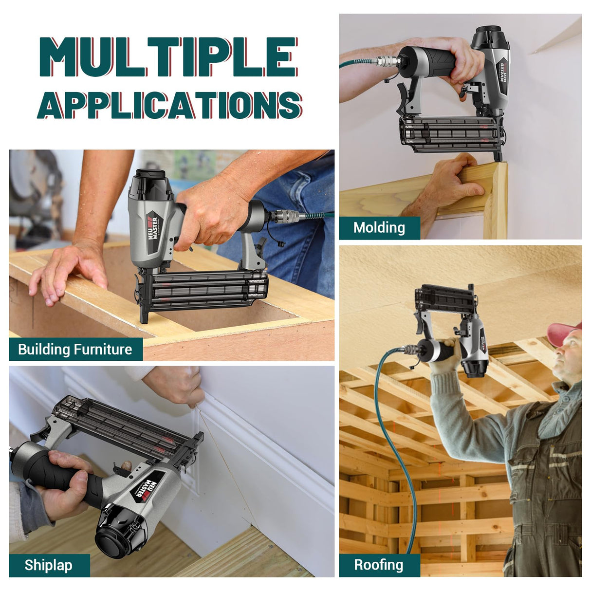 NEU MASTER Pneumatic Brad Nailer, 18 Gauge Nail Gun Fires 5/8-Inch to 2-Inch Brad Nails with Carrying Case, Safety Glasses, 800pcs Nails NEU MASTER