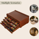 VISWIN 6-Drawer Art Supply Storage Organizer, Beech Wood Artist Storage Box with Removable Dividers, Portable Art Box for Paints, Brushes, Pencils, Pens, Pastels - Walnut VISWIN