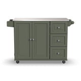 Homestyles Mobile Kitchen Island Cart with Stainless Steel Top, Sage Green homestyles
