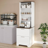 Garvee Bookcase with 2 File Drawers, 72in Tall Farmhouse Storage Cabinet Wooden Bookshelf with 2 Adjustable Shelves for Living Room Office Garvee