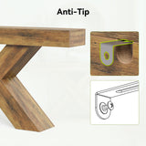 LITTLE TREE Console Table, 55-Inch Entryway Table, X-Shaped Design Narrow Console Table, Sofa Table for Living Room Foyer Hallway, Entryway, Entrance, Foyer, Industrial Wooden, Rustic Brown LITTLE TREE