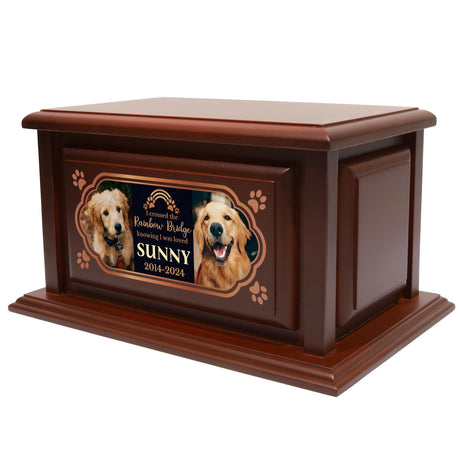 Personalized Solid Wood Pet Urns for Ashes 250lbs, Custom Urn Box for Dog Ashes, Large Burial and Cremation Urns for Dog Memorial, Cherry Wood Color (Design 12) Basic Fundamentals