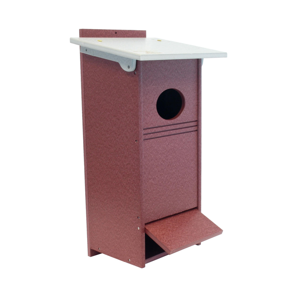 AmishToyBox.com Wood Duck House, Post-Mount Nesting Box for Wood Ducks, Made with Poly Lumber (Light Gray/Cherry Wood) AmishToyBox.com
