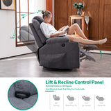 VIVIJASON Manual Massage Rocker Recliner Chair, 360° Swivel Glider Lounge Chair with Heat Ergonomic Home Theater Recliner Sofa with 2 Cup Holders, Side Pockets & USB Ports for Living Room, Grey VIVIJASON