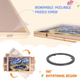 Miereirl 1500 Pieces Wooden Puzzle Table with 6 Drawers and Cover, Adult Portable Puzzle Board 35.43” x 23.43” Rotating Wooden Jigsaw Puzzle Plateau Used for Puzzle Storage and Sorting Miereirl