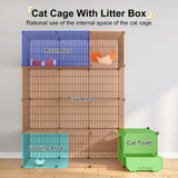Oneluck Cat Cage with Litter Box,4-Tier DIY Cat Enclosures Large Playpen Detachable Metal Wire Kennel Indoor Crate Large Exercise Place Ideal for 1-2 Cat Oneluck