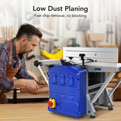 1250W Power Benchtop Planer, 29 "x 8" Worktable Thickness Wood Planer, Low Noise, Low Dust Planing and Dual Planing Function, for Removing Hard and Soft Wood Materials, Blue - WoodArtSupply