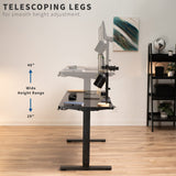 VIVO 60-inch Electric Height Adjustable 60 x 24 inch Stand Up Desk, Black Solid One-Piece Table Top, Black Frame, Home & Office Furniture Sets, B0 VIVO