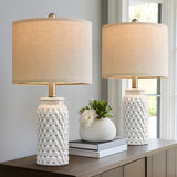 USumkky 20.5" White Modern Ceramic Bedside Lamp Set of 2 for Bedroom Decor Farmhouse Table Lamp for Living Room Office Dorm USumkky