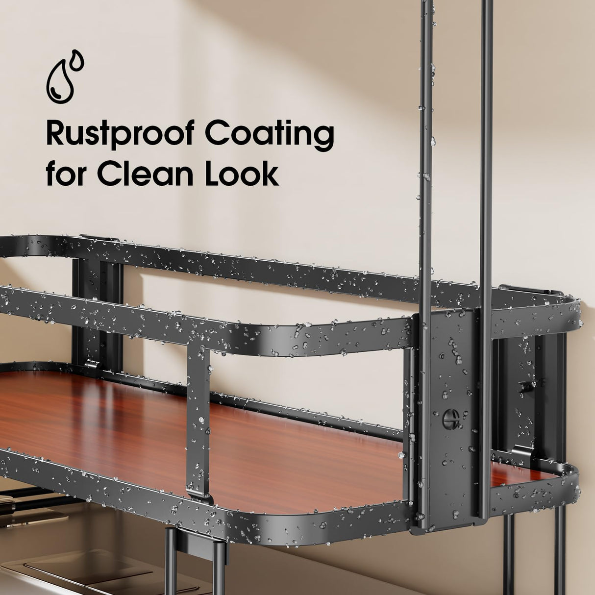 LAMU 3-Tier Over-The-Toilet Storage Shelf, Bathroom Organizer, Large Capacity, No-Drill Installation, Rust-Resistant Thick Material, Perfect for Bathroom Shelf, Black LAMU