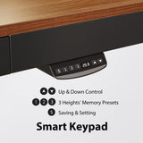 FEZIBO 55" Whole-Piece Standing Desk Adjustable Height with Drawers, 55 x 24 inches Electric Adjustable Desk with Monitor Shelf, Sit Stand Rising Desk with Baffle, Black Walnut FEZIBO