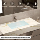 LUTHXAY Bathroom Vanity Set, Floating Bathroom Vanity with Single Sink, Solid Wood Bathroom Vanity Includes Smart Anti-Fog Mirror & Integrated Sink & Countertop, Large Capacity Mirror Cabinet (36IN) LUTHXAY