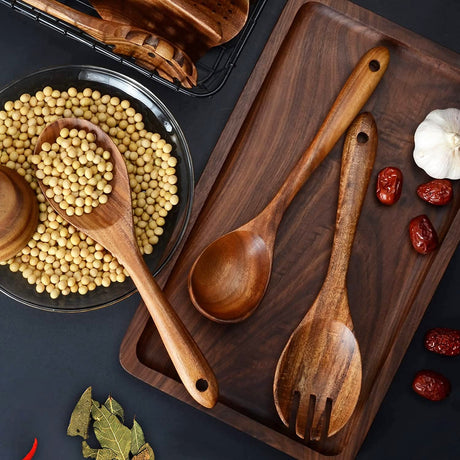 Wooden Spoons for Cooking,12 Pack Wooden Utensils for Cooking Wooden Kitchen Utensils Set Wooden Cooking Utensils Natural Teak Wooden Spatulas for Cooking BOKALAKA
