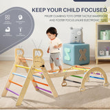 BlueWood Pikler Triangle Set, Foldable Wooden Climbing Toys Set, Indoor Playground Jungle Gym, Montessori Climbing Set for 2-6 Years Old, Toddlers, Baby, Kids (Rainbow) BlueWood