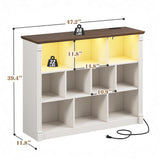 EnHomee 10 Cube Storage Organizer with LED Light and Charging Station Wood Cube Shelf White Bookshelf for Bedroom Living Room,Office,White EnHomee