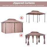 Outsunny 10' x 13' Patio Gazebo, Outdoor Gazebo Canopy Shelter with Curtains, Vented Roof, Steel Frame for Garden, Lawn, Backyard and Deck, Khaki Outsunny