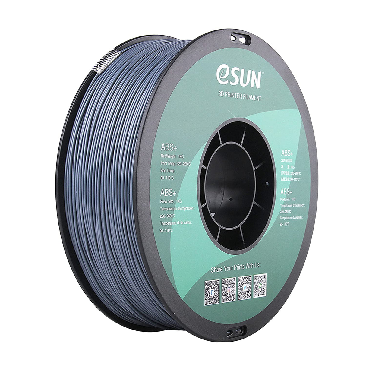 eSUN ABS+ Filament 1.75mm, 3D Printer Filament ABS Plus, Dimensional Accuracy +/- 0.05mm, 1KG Spool (2.2 LBS) 3D Printing Filament for 3D Printers, Grey eSUN