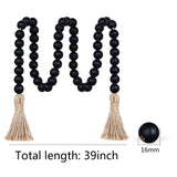 Meplait 39in Wood Bead Garland Farmhouse with Tassels,Versatile Prayer Beads Boho Chic Wall Hanging Home Decor (Black) Meplait