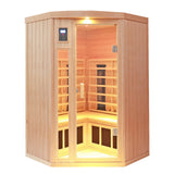 KUNSANA Ceramic Infrared Sauna 2 Person Far Infrared Sauna Low EMF Indoor Saunas for Home Hemlock Wooden Sauna Room with Bluetooth Speakers, LED Reading Lamps, Chromotherapy Lights KUNSANA