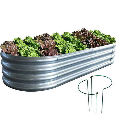 COATTOA Raised Garden Bed, Outdoor Galvanized Planter Boxes, Beds with Metal Plant Stakes, Large Stock Tank, for Vegetables 4×2×1ft COATTOA