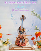 ROKR 3D Puzzles for Adults, Wooden Music Boxes-Cello, Model Kits for Adults, DIY Building Sets for Kids, Birthday Gifts Hobbies for Women Men ROKR