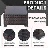 LEVELEVE 7 Pieces Outdoor Patio Furniture Sets,Rattan Conversation Sectional Set,Manual Weaving Wicker Patio Sofa with Tea Table LEVELEVE