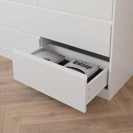 Bobve 70.9” Dresser for Bedroom with 9 Drawers, Large Modern Chest of Drawers with Deep Drawers, Wide Double Dresser Handle Free, Storage Organizer for Bedroom, Living Room, Hallway (White) Bobve